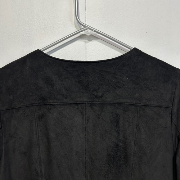 Style & Co Zip Up Jacket Womens Medium Petite Black Faux Suede Peplum Goth - Picture 5 of 8